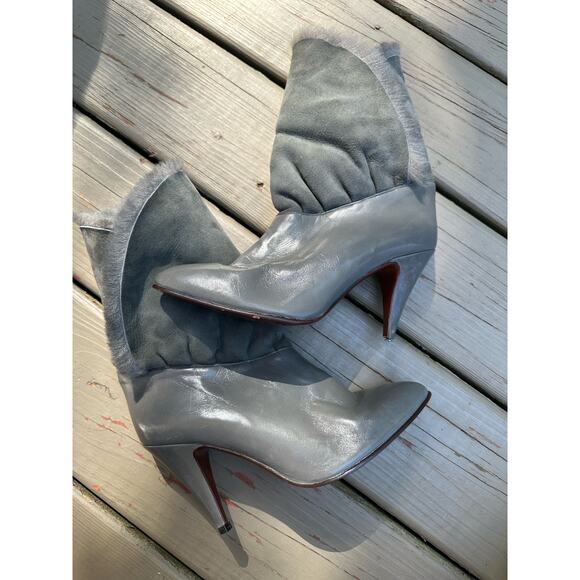 Vintage glam ancle booties gray fur shearing elegant Spain luxury bohemian - Picture 13 of 13